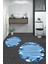 3d Dijital Baskılı Yıkanabilir Modern Desenli Ikili Banyo Halısı Paspas Yuvarlak, Klozet-47-Mavi, 2