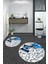 3d Kelebek Desenli Yıkanabilir Kolay Silinir Ikili Banyo Halısı Paspas Yuvarlak, Klozet-45-Mavi, 2