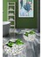 3d Kelebek Desenli Yıkanabilir Kolay Silinir Ikili Banyo Halısı Paspas Yuvarlak, Klozet-45-Yeşil, 1