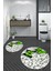 3d Kelebek Desenli Yıkanabilir Kolay Silinir Ikili Banyo Halısı Paspas Yuvarlak, Klozet-45-Yeşil, 2