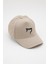 Spor Şapka | Unisex | Sports Hat | Bej Renk Siyah Logo | 3