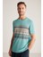 Keten Pamuk Karışım Etnik Desenli Mavi Triko T-Shirt 5