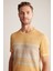Keten Pamuk Karışım Etnik Desenli Sarı Triko T-Shirt 1