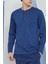 Erkek Uzun Kol Midi Yaka Indigo Pijama Takımı C9T2N5O8 3