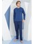 Erkek Uzun Kol Midi Yaka Indigo Pijama Takımı C9T2N2O3 1