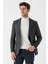 Koyu Yeşil Desenli Mono Yaka Astarlı Çift Yırtmaç 6 Drop Slim Fit Dar Kesim Klasik Ceket 1002235132 3