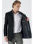 Siyah Kaşe Mono Yaka Kapitoneli Astar Slim Fit Dar Kesim Klasik Kaban 1008235167 2