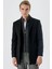 Siyah Kaşe Mono Yaka Kapitoneli Astar Slim Fit Dar Kesim Klasik Kaban 1008235167 3