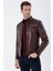Bordo Gömlek Yaka Hakiki Deri Slim Fit Dar Kesim Casual Mont 1038235201 1