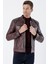 Bordo Gömlek Yaka Hakiki Deri Slim Fit Dar Kesim Casual Mont 1038235201 2