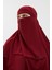 Hazır Pratik Şifon Üç Katlı Peçeli Üçgen Hac Umre Şalı Sufle Hijab Nikap - Bordo 5