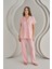 Pembe Muslin Önden Düğmeli Pijama Takımı 1