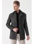 Koyu Antrasit Kaşe Bebe Yaka Desenli Astarlı Slim Fit Dar Kesim Klasik Kaban 1008235156 1