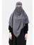 Hazır Pratik Şifon Üç Katlı Peçeli Üçgen Hac Umre Şalı Sufle Hijab Nikap - Füme 1