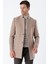 Taş Rengi Kaşe Mono Yaka Kapitoneli Astar Slim Fit Dar Kesim Klasik Kaban 1008235171 1