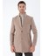 Taş Rengi Kaşe Mono Yaka Kapitoneli Astar Slim Fit Dar Kesim Klasik Kaban 1008235171 4