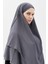 Hazır Pratik Şifon Üç Katlı Peçeli Üçgen Hac Umre Şalı Sufle Hijab Nikap - Füme 2