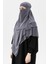 Hazır Pratik Şifon Üç Katlı Peçeli Üçgen Hac Umre Şalı Sufle Hijab Nikap - Füme 4