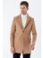 Taba Kaşe Mono Yaka Kapitoneli Astar Slim Fit Dar Kesim Klasik Kaban 1008235171 5