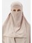Hazır Pratik Şifon Üç Katlı Peçeli Üçgen Hac Umre Şalı Sufle Hijab Nikap - Kum Beji 5