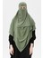 Hazır Pratik Şifon Üç Katlı Peçeli Üçgen Hac Umre Şalı Sufle Hijab Nikap - Fıstık Yeşili 1