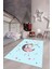 Kaymaz Taban Yıkanabilir Ayda Oturan Prenses Desenli Çocuk Odası Halısı, Çocuk-13-Mavi, 3