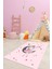 Kaymaz Taban Yıkanabilir Ayda Oturan Prenses Desenli Çocuk Odası Halısı, Çocuk-13-Pembe, 1