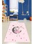 Kaymaz Taban Yıkanabilir Ayda Oturan Prenses Desenli Çocuk Odası Halısı, Çocuk-13-Pembe, 2