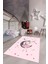Kaymaz Taban Yıkanabilir Ayda Oturan Prenses Desenli Çocuk Odası Halısı, Çocuk-13-Pembe, 3