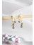 925 Ayar Gümüş Gold Mistik Topaz Taşlı 12 mm Kedi Küpe 2
