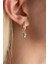 925 Ayar Gümüş Gold Mistik Topaz Taşlı 12 mm Kedi Küpe 3