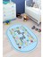 Ingilizce Harf ve Hayvan Temalı Eğitici Oval Çocuk Odası Oyun Halısı, O-Çocuk-44-Mavi, 3