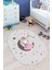 Kaymaz Taban Yıkanabilir Ayda Oturan Prenses Desenli Oval Çocuk Odası Halısı, O-Çocuk-13-Gri, 1