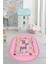 Ingilizce Harf ve Hayvan Temalı Eğitici Oval Çocuk Odası Oyun Halısı, O-Çocuk-44-Pembe, 4