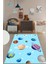 Dijital Baskılı Kaymaz Yıkanabilir Uzay Temalı Çocuk Odası Halısı, Çocuk-38-Mavi, 2