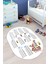 Dijital Kaymaz Yıkanabilir Çarpım Tablosu Desenli Oval Çocuk Odası Halısı, O-Çocuk-05-Beyaz, 2
