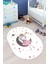 Kaymaz Taban Yıkanabilir Ayda Oturan Prenses Desenli Oval Çocuk Odası Halısı, O-Çocuk-13-Beyaz, 1