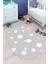 Dijital Baskılı Kaymaz Yıkanabilir Bulut Desenli Oval Çocuk Odası Halısı, O-Çocuk-08-Gri, 1