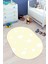Dijital Baskılı Kaymaz Yıkanabilir Bulut Desenli Oval Çocuk Odası Halısı, O-Çocuk-08-Sarı, 1