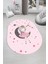 Kaymaz Taban Yıkanabilir Ayda Oturan Prenses Desenli Oval Çocuk Odası Halısı, O-Çocuk-13-Pembe, 5