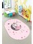 Kaymaz Taban Yıkanabilir Ayda Oturan Prenses Desenli Oval Çocuk Odası Halısı, O-Çocuk-13-Pembe, 3