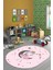 Kaymaz Taban Yıkanabilir Ayda Oturan Prenses Desenli Oval Çocuk Odası Halısı, O-Çocuk-13-Pembe, 4