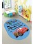 Dijital Kaymaz Yıkanabilir Renkli Arabalar Eğitici Oval Çocuk Odası Halısı, O-Çocuk-03-Mavi, 4