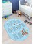 Dijital Kaymaz Yıkanabilir Çarpım Tablosu Desenli Oval Çocuk Odası Halısı, O-Çocuk-05-Mavi, 2