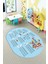 Dijital Kaymaz Yıkanabilir Çarpım Tablosu Desenli Oval Çocuk Odası Halısı, O-Çocuk-05-Mavi, 4