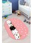 Sevimli Kediler Baskılı Yıkanabilir Kaymaz Oval Çocuk Odası Halısı, O-Çocuk-49-Pembe, 3