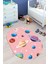 Dijital Baskılı Kaymaz Yıkanabilir Uzay Temalı Oval Çocuk Odası Halısı, O-Çocuk-38-Pembe, 4