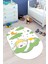 Dijital Baskılı Kaymaz Yıkanabilir Sevimli Ayıcık Desen Oval Çocuk Odası Halısı, O-Çocuk-34-Yeşil, 5