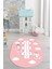 Dijital Baskılı Kaymaz Yıkanabilir Seksekli Bulutlu Oval Çocuk Odası Halısı, O-Çocuk-04-Pembe, 3