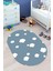 Dijital Baskılı Kaymaz Yıkanabilir Bulut Desenli Oval Çocuk Odası Halısı, O-Çocuk-08-Mavi, 1